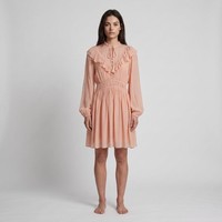 Maje Damen Kurzes RüSchenkleid Rosa Viskose GrößE 38 FR MFPRO02125