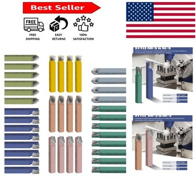38PCS 1/4'' Carbide Tip Metal Lathe Cutting Tools Set for Precision Machining