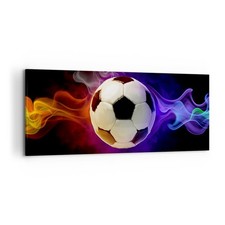 Quadro su Tela 120x50cm Astratto palla fiamma calcio Stampe Immagini Murale