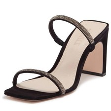Schutz Rhinestones Salwa Square Toe Block Heel Slip On Sandal Women's Size 9B