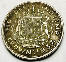 Rare UK  1 Crown VI 1937. Designer T Paget & G Kruger-Gray Mintage 418,699 VF-25