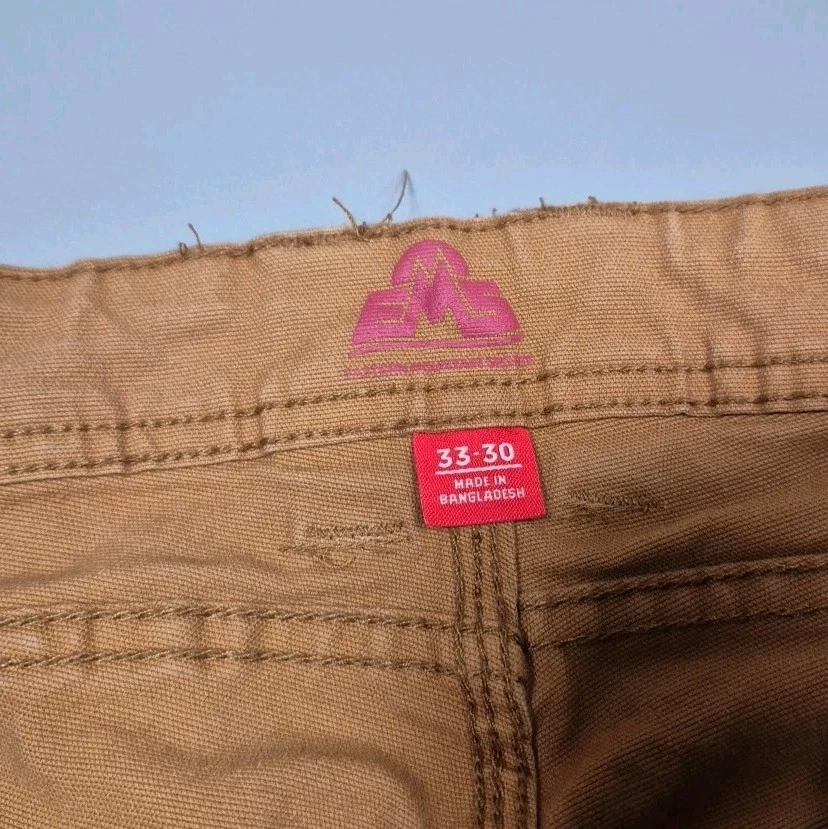 Pantalones de trabajo de lona de doble rodilla EMS Fencemender Rebar 33x30 marrón clásico para hombre Foto 4 de 4