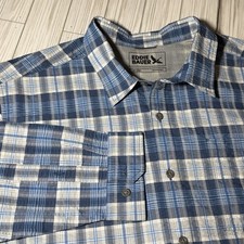 Eddie Bauer Men  s 2XL Blue Plaid Button Up Shirt Long Sleeve Outdoor Hiking AB1