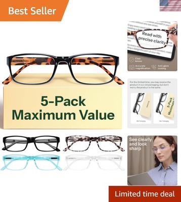 Versatile 5-Pack Women's Reading Glasses with Stylish Frames & Blue Light Shield