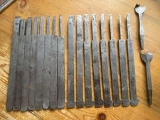 1800’s Scottish/Unmarked Plane Blades/Cutters And 2 Auger Bits 