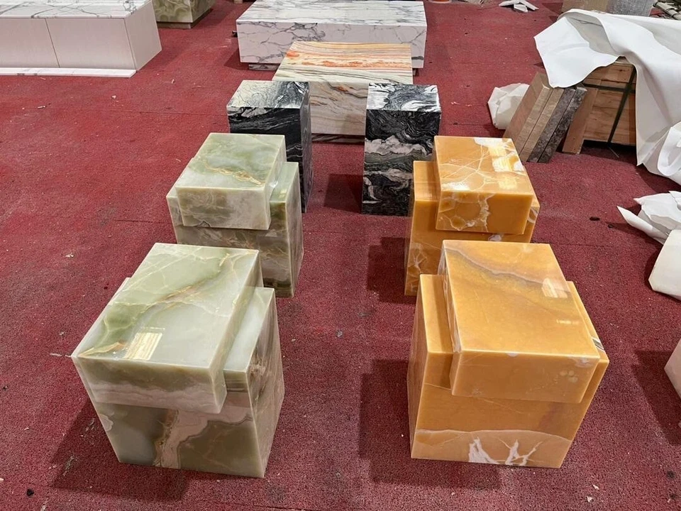 MESA AUXILIAR DE MÁRMOL MIEL ÓNIX MESITA DE NOCHE 15x15x20” PERSONALIZADA LISTA PARA ENVIAR Foto 2 de 4