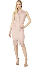 Bardot Lace Sheath Dress Pastel Pink Blush Exposed Zipper