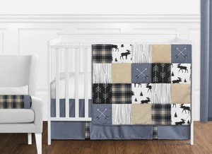 blue plaid crib sheet