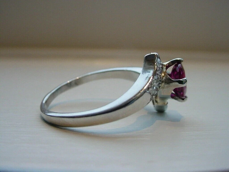 2.00Ct Round Cut Ruby Lab Created Diamond Engagement Ring 14K White Gold Finish - Image 4 of 4