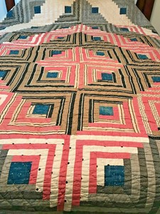 Barn Raising Quilt Made In 1890 Antique Quilt Hand Stitched 80