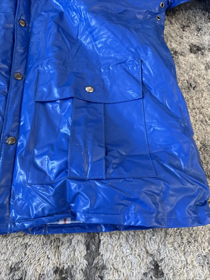 Vintage Duck Bay BLUE PVC Collared Snap Rain Jacket Size M - Image 4 of 4