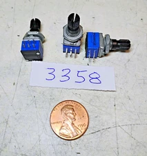 New! Lot of (3) Alps 15C500KΩX2 Dual 500K Audio Taper Pot - Metric Mtg.