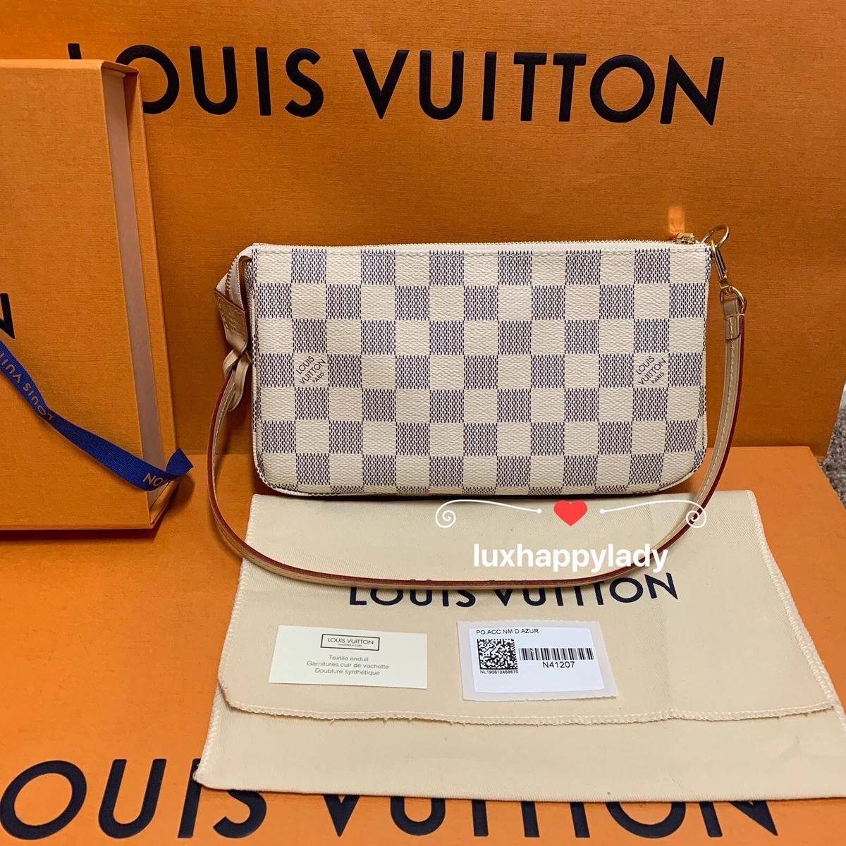 Louis Vuitton Pochette Accessoires, Canvas, Damier Azur GHW