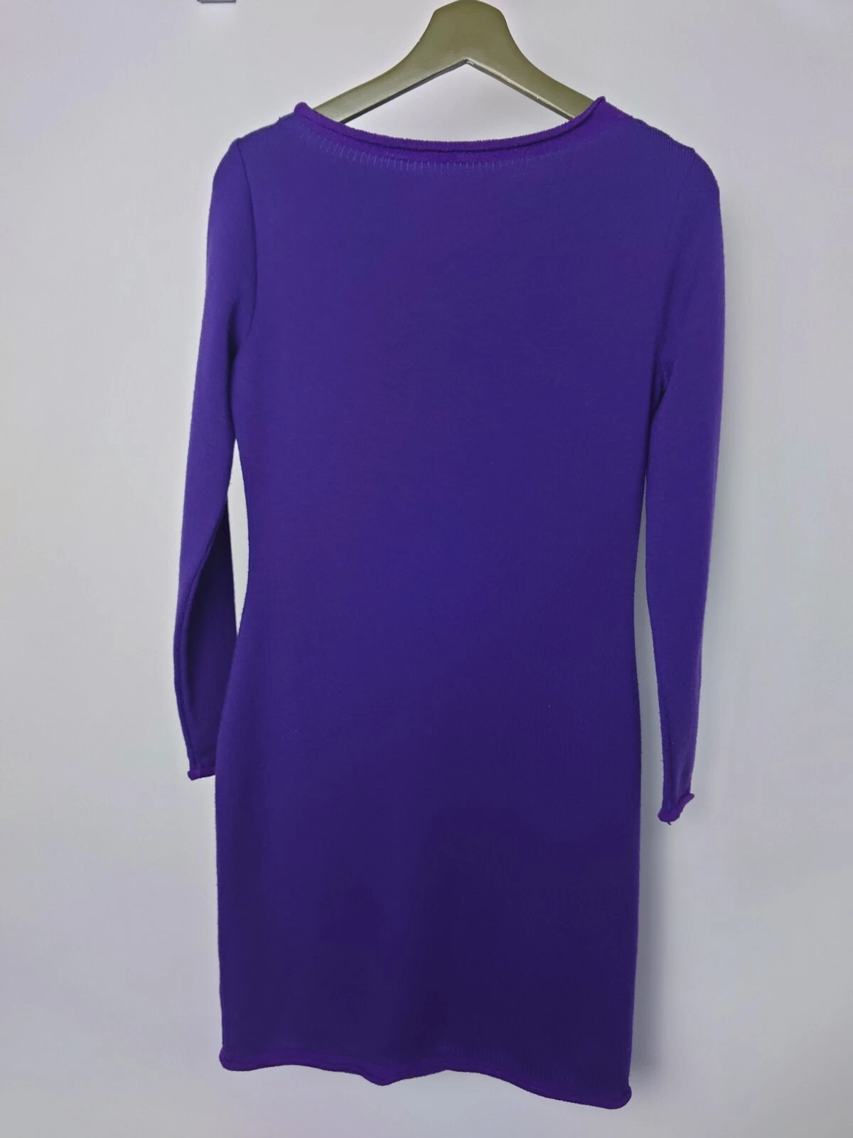 Versace Classic V2 purple Knitted Bodycon Dress size large 12 14 wiggle contrast