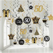 Golden Jubilee Celebration Swirls - Sparkling 50th Birthday Party Decorations fo