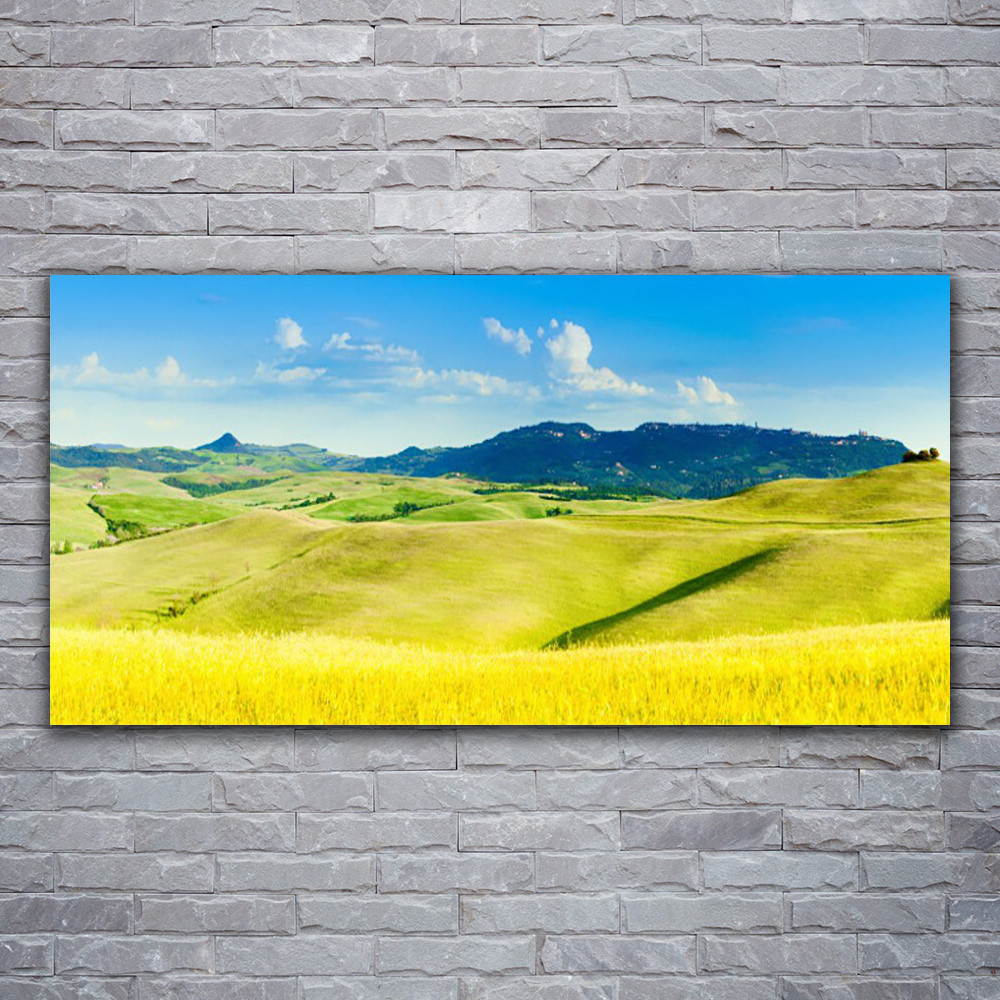 Tableau en verre acrylique 120x60 cm avec impression de paysage panoramique de montagnes