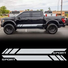 Sport Matte Silver Sport Stripe Side Skirt Sticker for Ford F-150 F-250 F-350