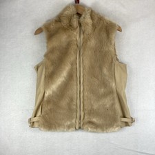 Guess Los Angeles Women s Sz XL Faux Fur Vest Tan Beige