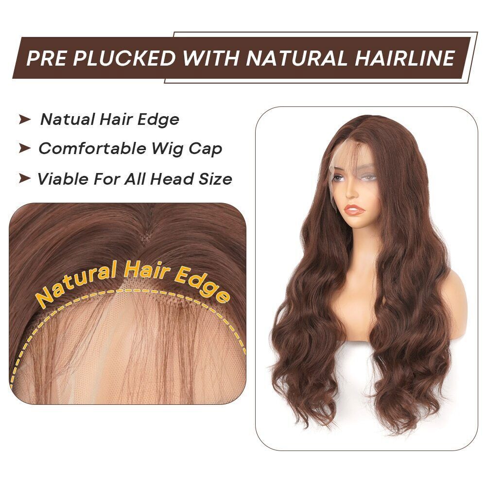 Brown Lace Front Wigs 13x4 Body Wave Synthetic Glueless Heat
