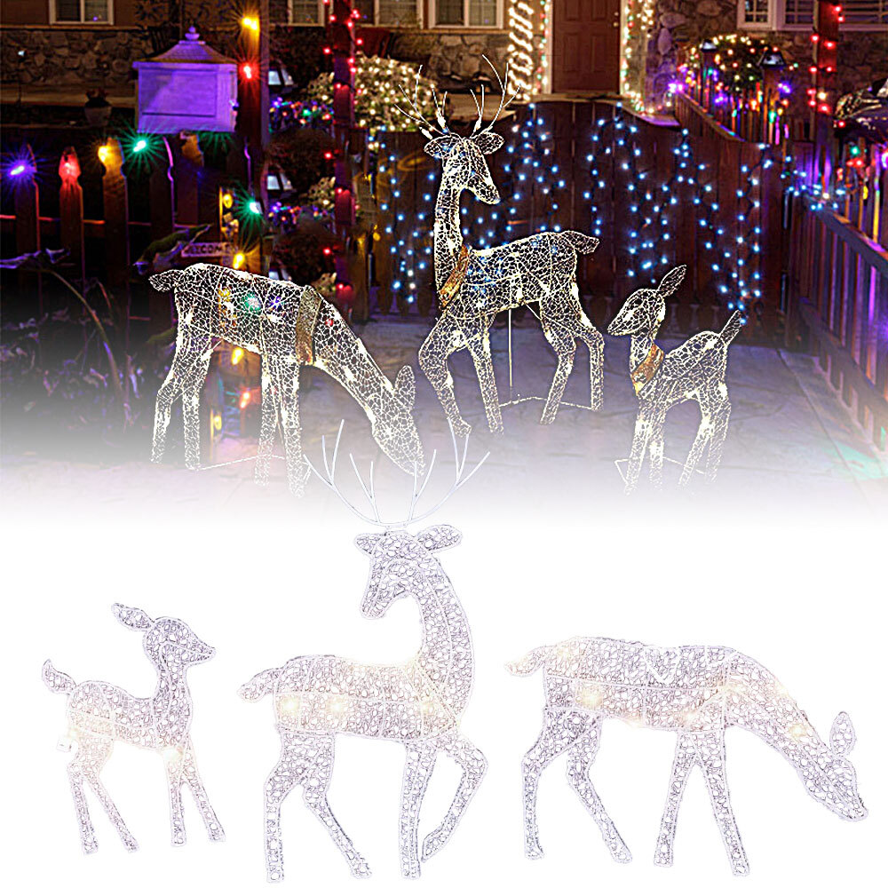 Outdoor LED Reindeer Set Deer Family Light Up Decoration Christmas Elk