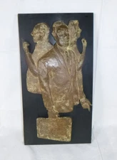 Vtg Mid Century Kirk Newman Bronze Relief Wall Sculpture Art Businessman