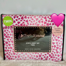 4 Pc BETSEY JOHNSON Pink Ombr  Hearts TWIN Sheet Set Heart Super Soft Sheets NEW