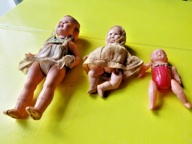 BAMBOLE  CELLULOIDE VINTAGE Cm. 15  10  8 lotto 3 PZ (30311 +) 1940 circa - Immagine 3 di 4