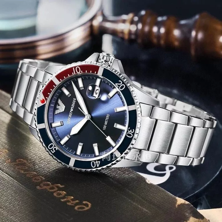 NEW EMPORIO ARMANI MENS WATCH STAINLESS STEEL AR11339 BLUE DIAL 
