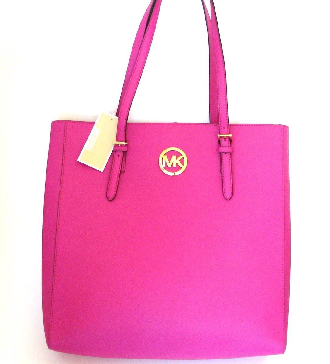MICHAEL KORS JET SET TRAVEL RASPBERRY PINK SAFFIANO LEATHER LARGE