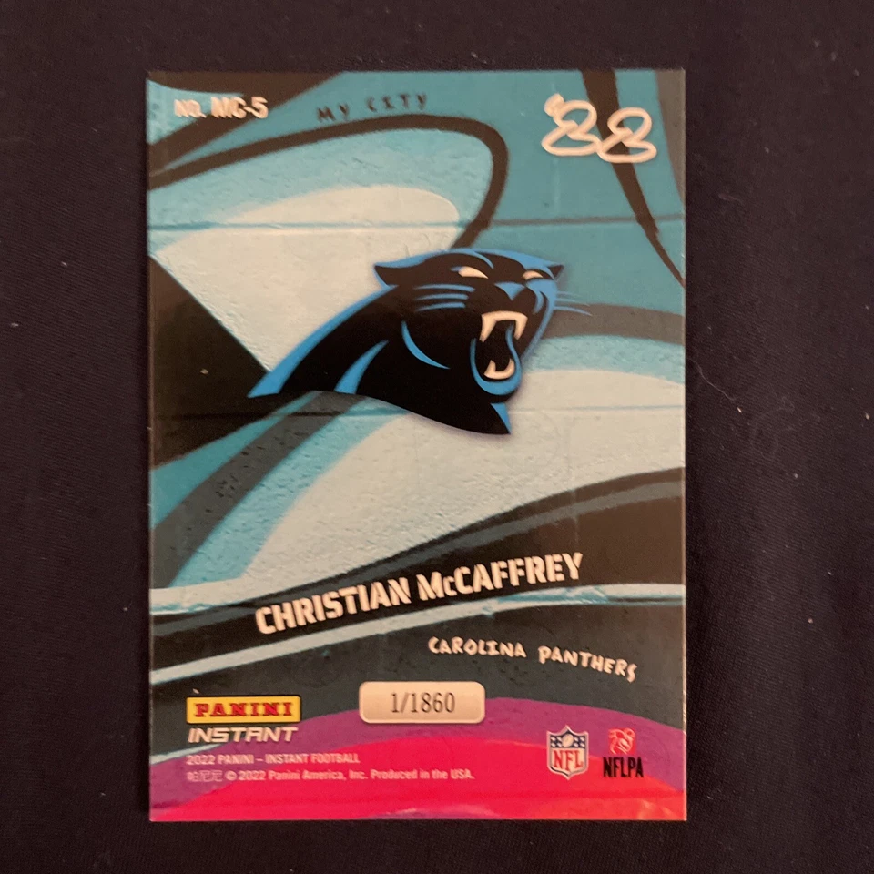 2022 Panini Instant “MY CITY” CHRISTIAN McCAFFREY SP #’d 1/1860 Panthers! - Image 2 of 2