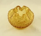 Lg Wrigh Amber Carnival Glass Rose Bowl Vase Crimped Ruffled Rim