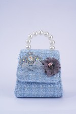 Fashion Girls Bags Crossbody Handbags Purse Pearls Handle Girls Handbags Blue