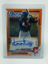 2021 Bowman Chrome Prospects Angel Martinez 1st on Card Auto Orange Mojo #09/25