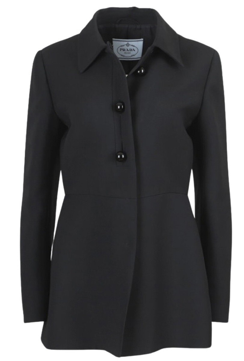 PRADA BLACK WOOL LADIES BUTTONED JACKET 46/12 | eBay