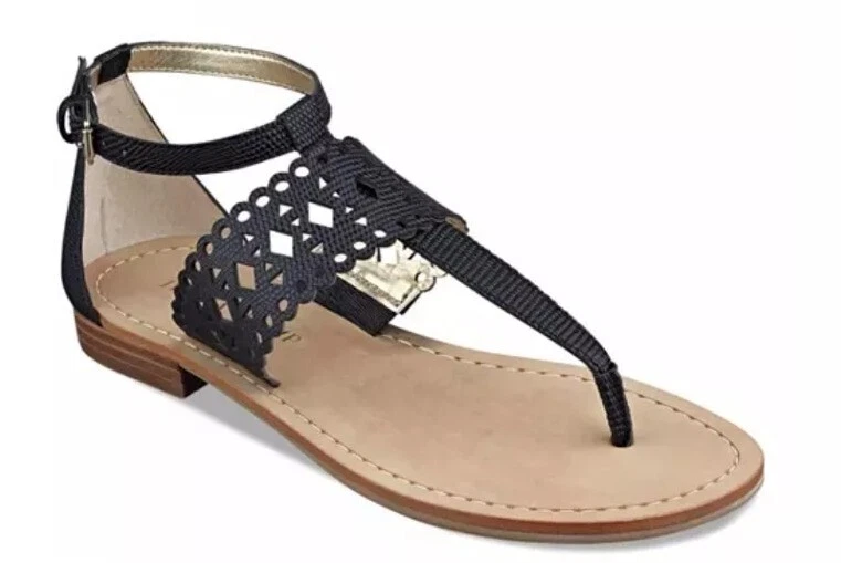 Sandalias de vestir IVANKA TRUMP Pili para mujer talla 7M cuero negro corte geométrico láser Foto 2 de 4