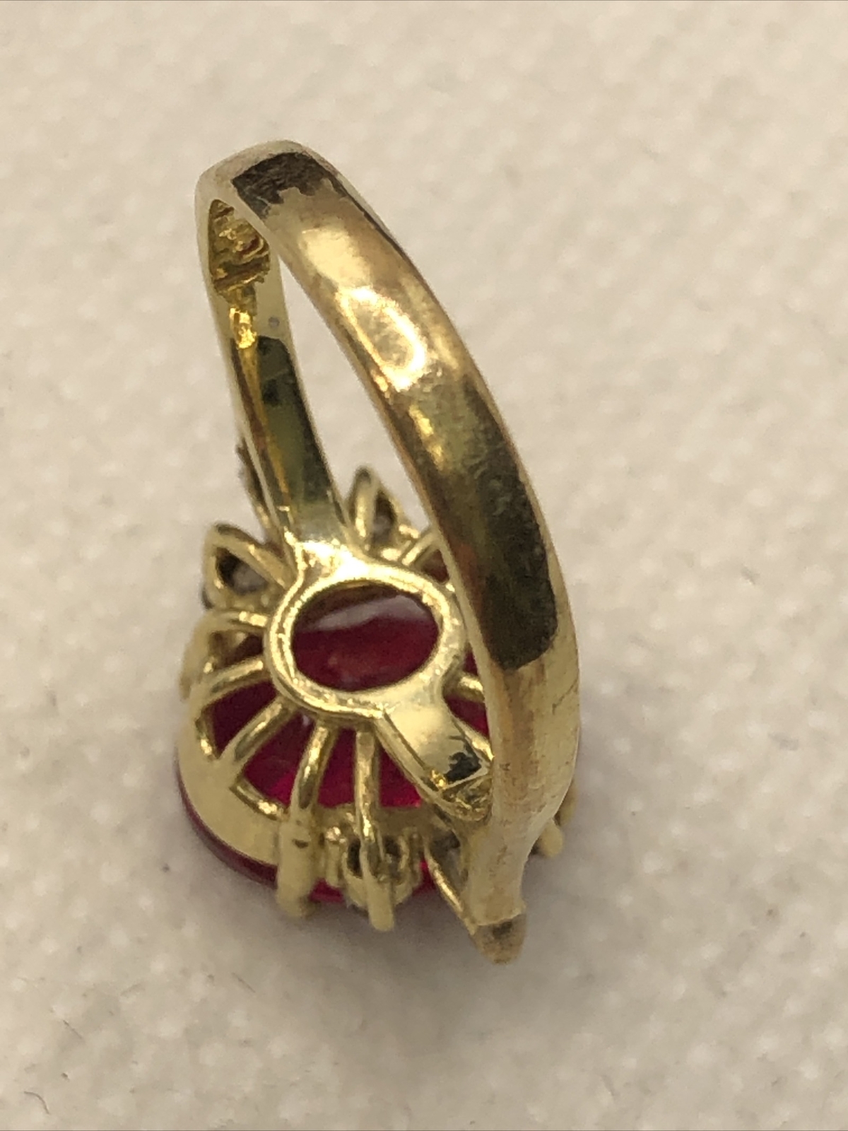 Solid 14K Yellow Gold 5.33CTW Created Ruby Ring w… - image 5