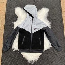 Nike Boy's Sportswear Windrunner Sherpa Jacket Black Gray Size Medium