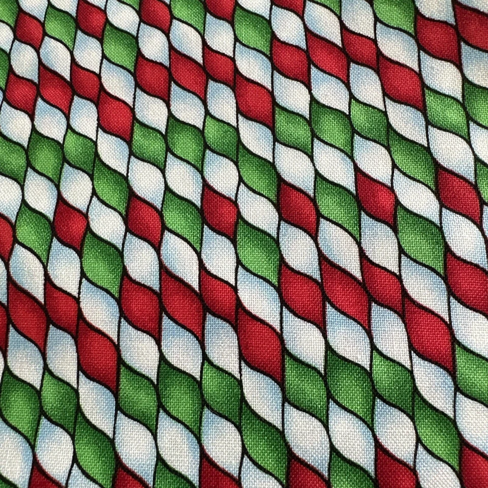 KidStuff Purrfectly Angelic 2.5 Yards Green Red Moda Fabric Candy Cane Stripes - Image 3 of 4