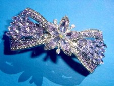   STUNNING Light Purple/Clear Rhinestones Bowtie Flower Hair Barrette  