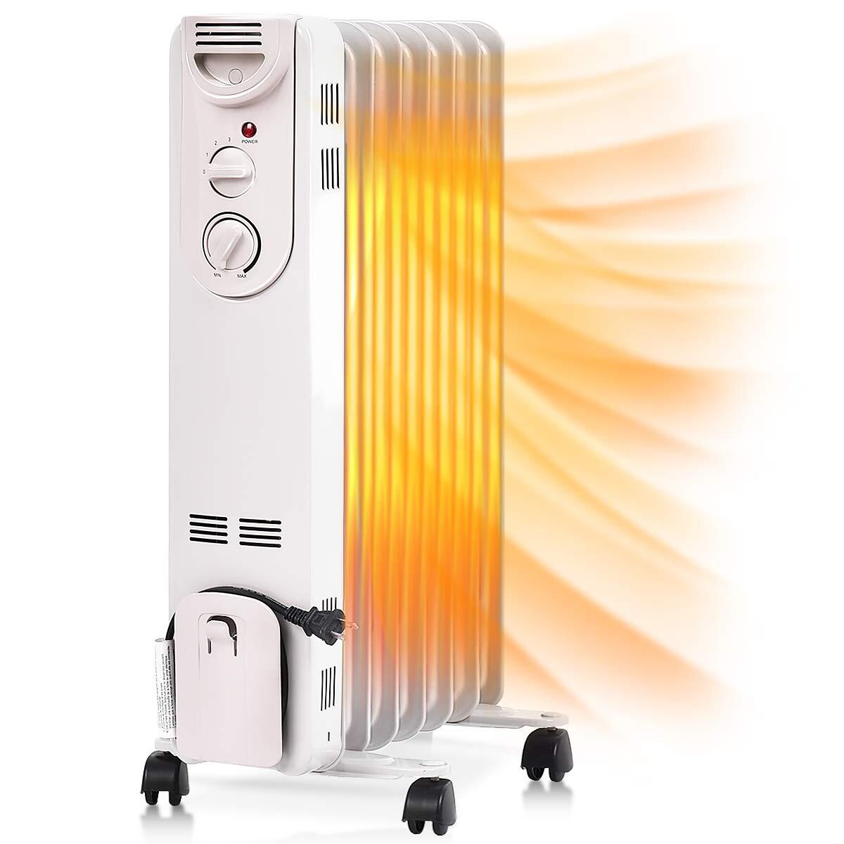 1500W Oil-Filled Heater, Portable Radiator Heater with Adjustable Thermostat,...