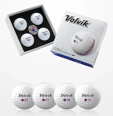 Volvik Vista 3 Korean Flag Golf Balls 3-Piece 4 Balls + 1 Marker Set
