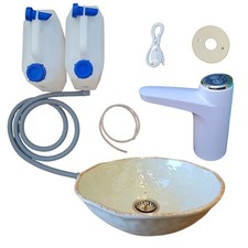 Full Campervan USB Battery Portable WHITE Tap Kit WITH Sink SAGE GREEN