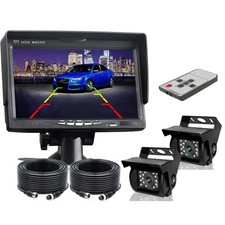 7" Monitor 2xRear View Backup Camera 4PIN System For RV Truck Heavy Equipment