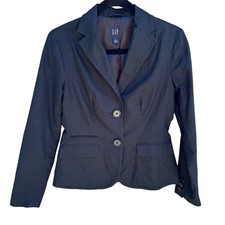 Gap Vintage 90s Minimalist Cotton Linen Preppy Blazer Black Tailored Office 2