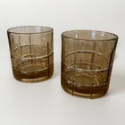 Vintage Anchor Hocking Tartan Smokey Brown Old Fashioned Lowball Glasses Set