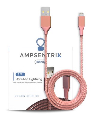 Ampsentrix Infinity USB-A auf Lightning Kabel (Non-MFI, 1m/3ft, Pink)