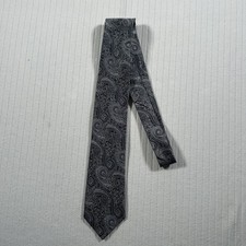 Chaps Men’s Paisley Silk Neck Tie Gray Black Classic Dress Tie