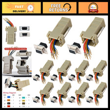10PCS DB9 Female to RJ45 Ethernet Adapter, 9 Pin Serial Port Modular Converter F