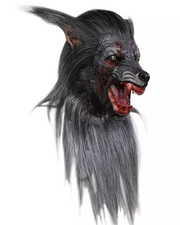Black Wolf Maske mit Kunstfell - Halloween Maske