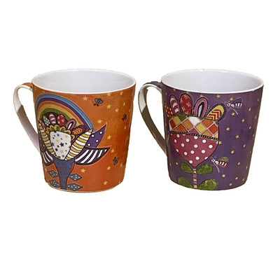 2x Donna Sharam Maxwell & Williams Donna s Garden Lovely Lily Mugs Orange Purple